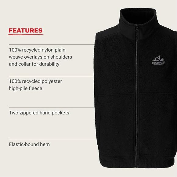 MARMOT {NWT} Wanderer High Pile Fleece Vest | Large | Black - Picture 8 of 8